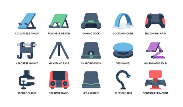 Device stand and mount icons showing mounts, docks and grips