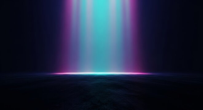 A vast void where radiant light glows from the dark ground, casting shadows upward into a deep abyss, creating a surreal sense of vertigo, disorienting, reversed, perspective