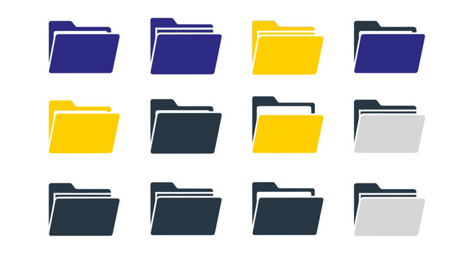 Collection of colorful folders digital storage and organization icons