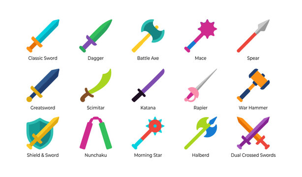 Assorted weapon and blade icons displayed in grid layout