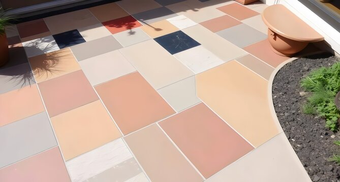 Colorful Geometric Patterned Outdoor Patio Tiles with Non-Slip Finish for Stylish, Durable, and Weather-Resistant Backyard, Garden, and Poolside Spaces