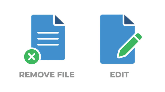 Vector graphic illustration of Blue document icons for remove file and edit Vector