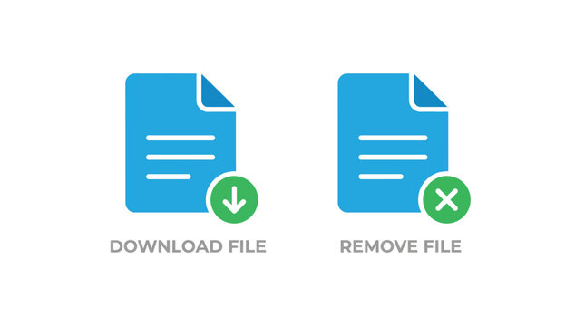 Vector graphic illustration of Blue document icons for download and remove file Vector