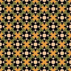 Naklejka premium A pattern of squares and circles in black and yellow. The squares are in different sizes and the circles are in different sizes and colors