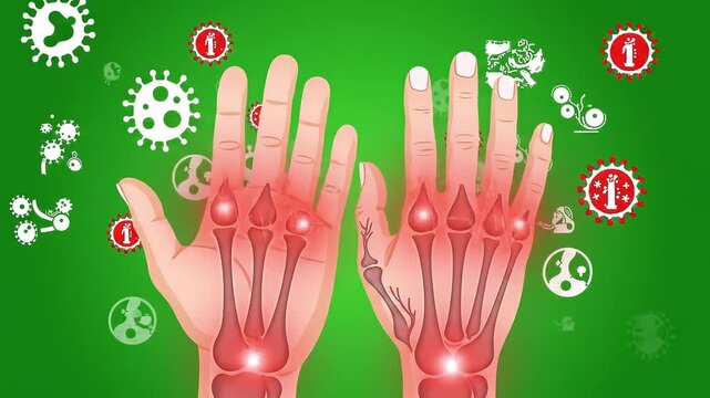 Autoimmune Arthritis Joint Inflammation Medical Animation on Green Background