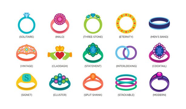 Ring icons illustrating different styles and jewelry types