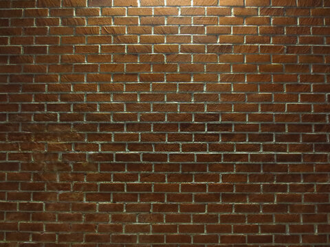 Retro Brick Wall Illuminated at Night Background
