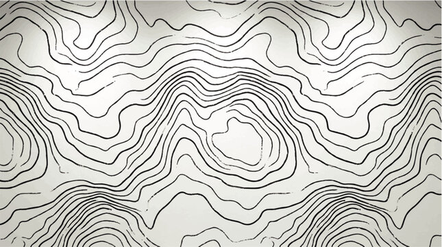 Abstract topographic lines forming a repeating, textured pattern on a neutral background, suggesting geographical or scientific concepts
