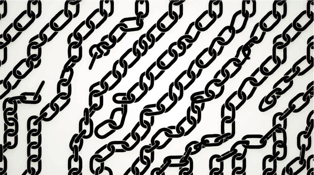 Abstract pattern of interconnected black chains against a white background, symbolizing connection and restriction