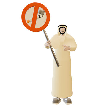 3D illustration of the prohibition of cigarettes in Islam