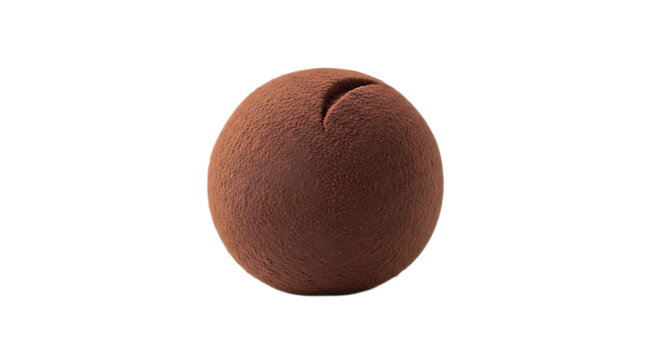 This image features a sophisticated Brazilian brigadeiro, gently dusted with fine cocoa powder. Its smooth, matte finish offers a different texture and classic appeal on the .