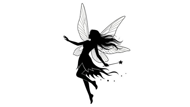 Black silhouette of a mythical fairy.