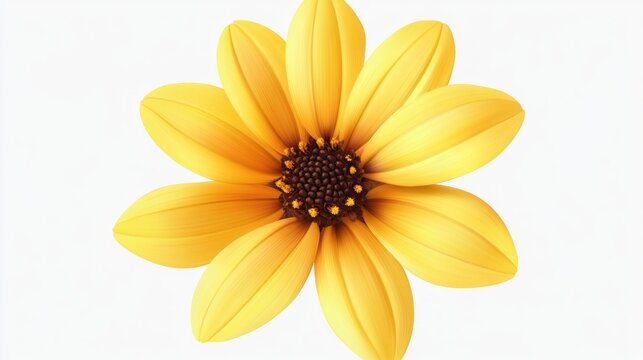 Vibrant Yellow Flower Isolated on White Background.  Possible Use  Botanical Illustration