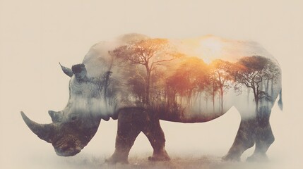 Rhinoceros , conservation , double exposure