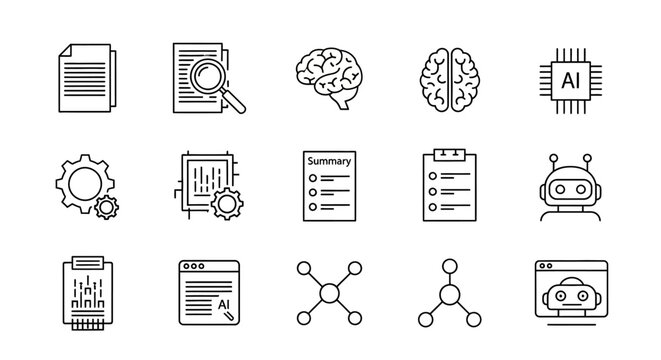 Technology icons for business and science.