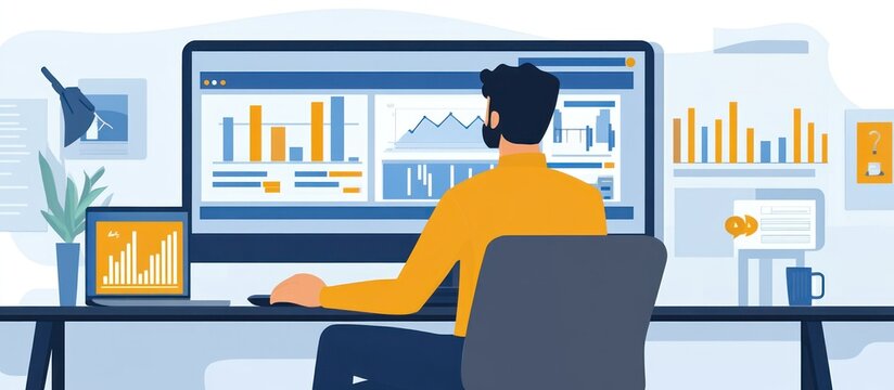 Businessman data analysis office work