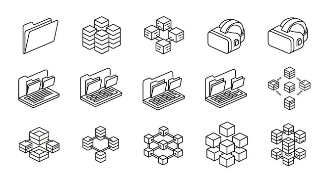 Black and white line art icons.