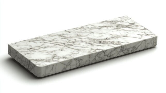 Rectangular White Marble Slab, Studio Shot, High-Quality Display