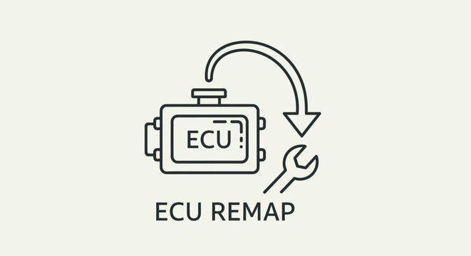 Minimalist ECU remap icon for car engine tuning and diagnostics