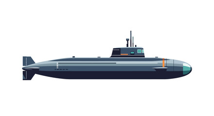 Illustration of a modern navy submarine isolated on white background. © Janda