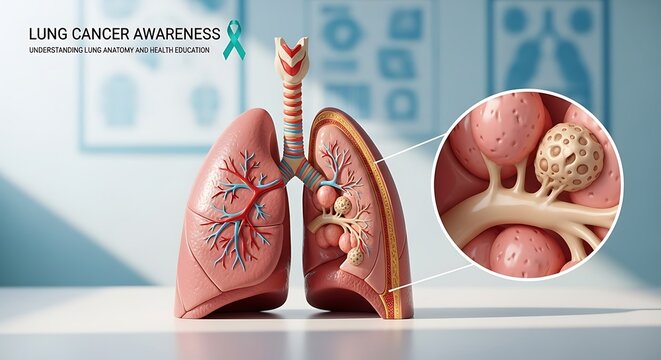 Lung Cancer Awareness Model with Inset Tumor.