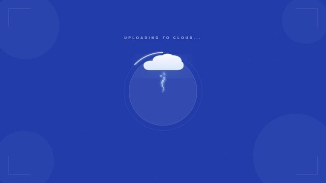 Sending email animation with envelope and cloud icon on blue background