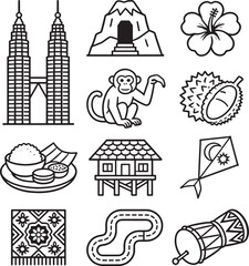 Fototapeta premium hand drawn illustrations icon set of Malaysia