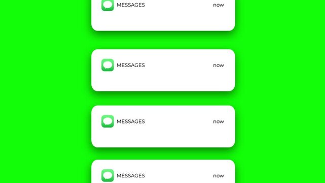 Stacked Message Notification Popup Animation Green Screen Mobile UI Alerts Pack