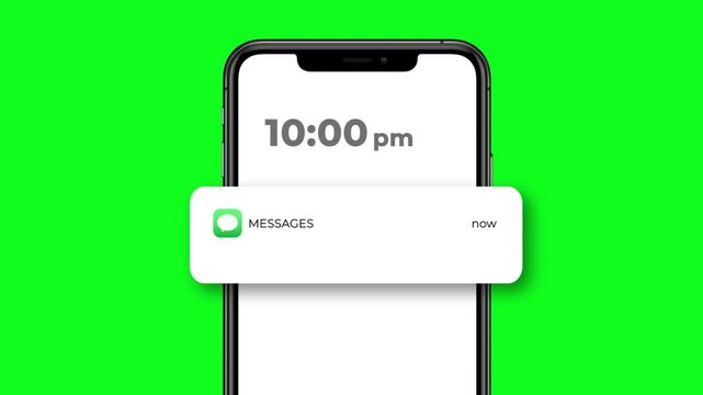 Smartphone Message Notification Popup Animation Green Screen Mobile Alert UI