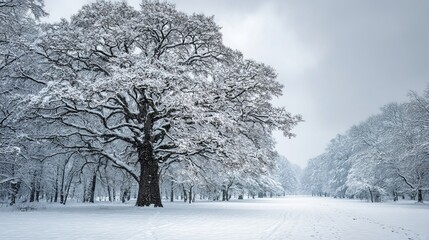 Fototapeta premium Black Oak - Snowy Winter Landscape Nature