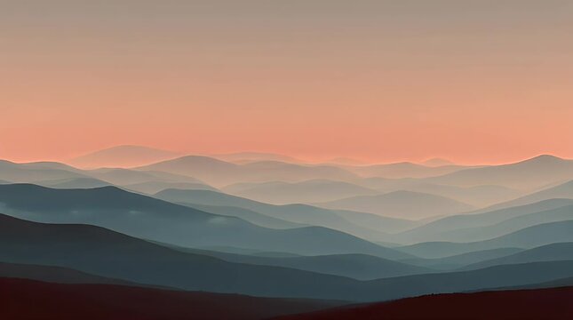 Minimal Horizon Scene with Layered Hill Silhouettes