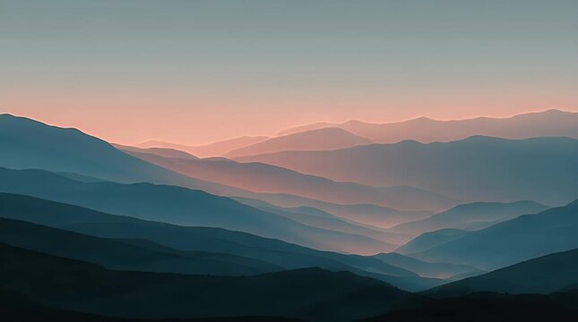 Layered Silhouette Hills under Soft Gradient Sky