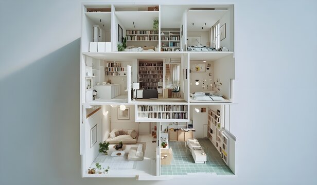 Modern Minimalist Apartment Interior Cutaway