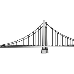 Fototapeta premium Minimalist suspension bridge vector illustration on white background