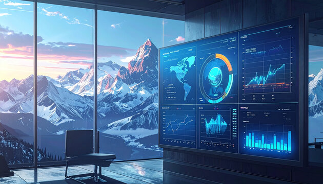 Data visualization screen mountain view