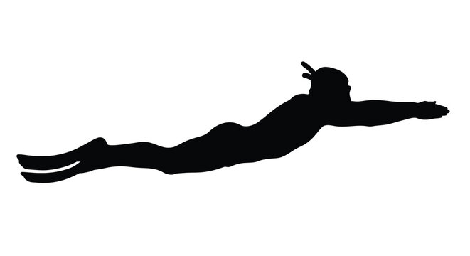 diver silhouette with fins and mask high quality
