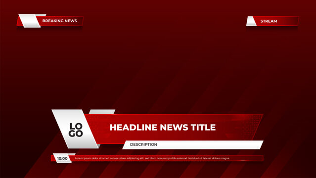 red lower third with news kit for broadcast and television template