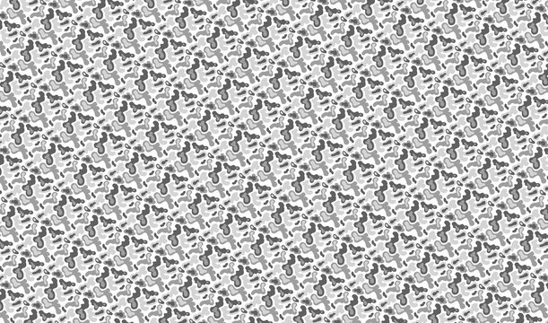 Classic grey and white camouflage seamless pattern for tactical military apparel textile design and neutral urban background textures.
