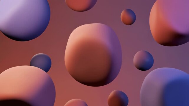 Floating purple pink abstract blobs on dreamy gradient background