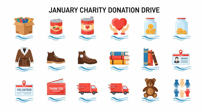 Donation items for charity drive.
