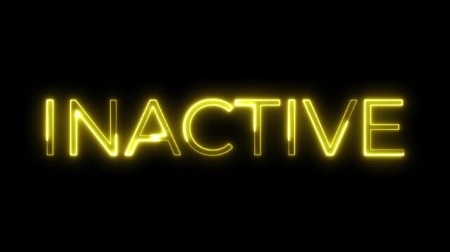 Glowing Yellow Neon Inactive Text on Black Background