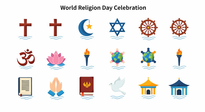 World Religion Day Celebration Symbols.