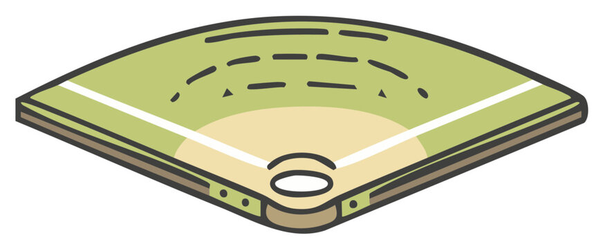 Cartoon baseball field outline with diamond and outfield markings