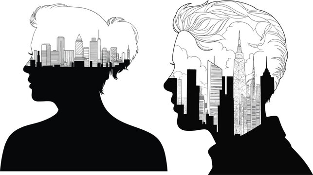 Black Silhouette Human Head Profile Filled