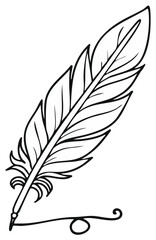 Obraz premium Quill Pen Drawing with Decorative Swirl Vintage Writing Tool Design Element
