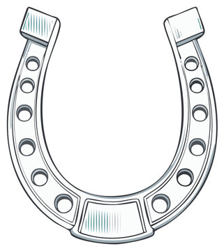 Classic Metal Horseshoe Illustration With Nail Holes And Textured Surface