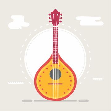 Flat illustration of a Portuguese guitar
