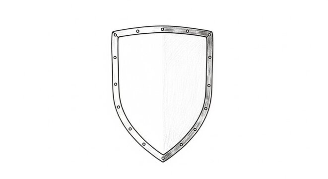 Detailed Illustration of a Medieval Shield on a White Background.