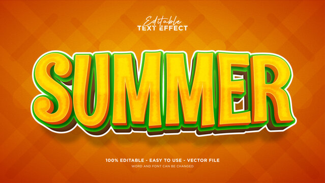 Editable summer 3d text effect, summer text style effect