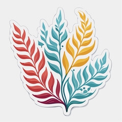 Obraz premium Abstract Colorful Plant Branches Sticker Design